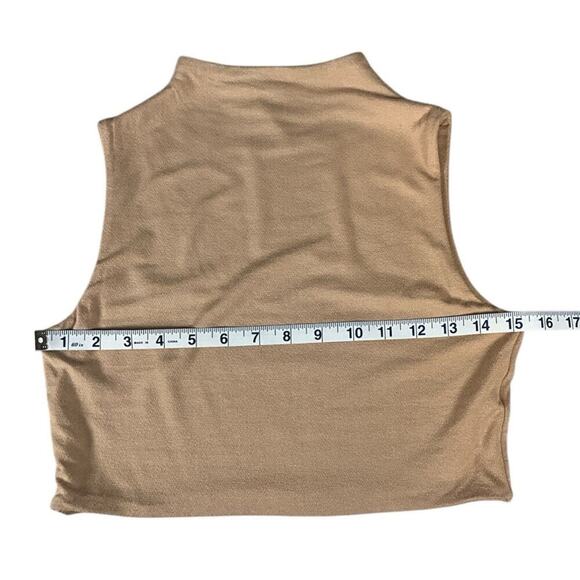 Naked Wardrobe Large New With Tags Nude Crop Top Short Sleeve Double Layered - Picture 6 of 9